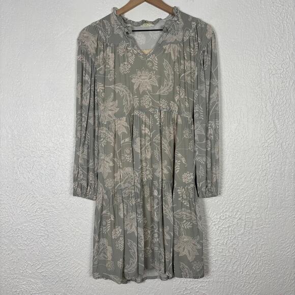 Spartina 449 Floral Long Sleeve V-Neck Tiered Mini Dress Size XS - Picture 1 of 4